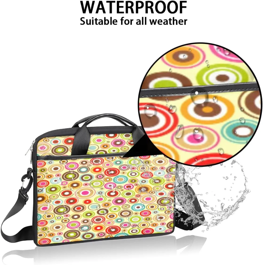 Palm Leaves Tropical Sea Beach Laptop Shoulder Messenger Bag Waterproof Laptop Briefcase Case Sleeve