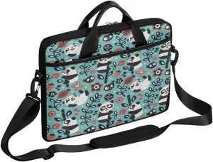 Panda Flower Laptop Shoulder Messenger Bag Waterproof Laptop Briefcase with Handle and Padded Strap Case Sleeve