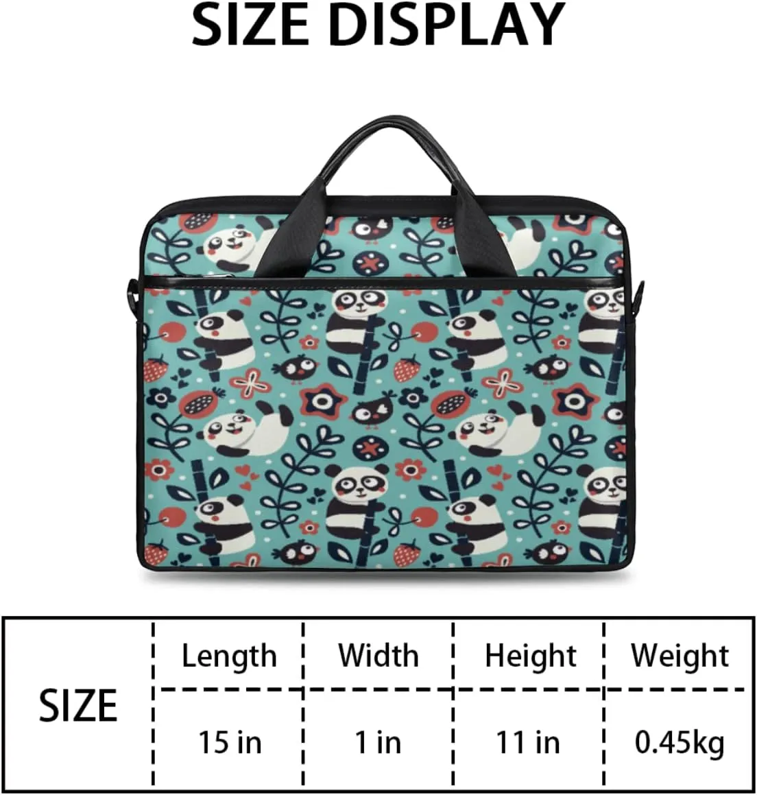 Panda Flower Laptop Shoulder Messenger Bag Waterproof Laptop Briefcase with Handle and Padded Strap Case Sleeve