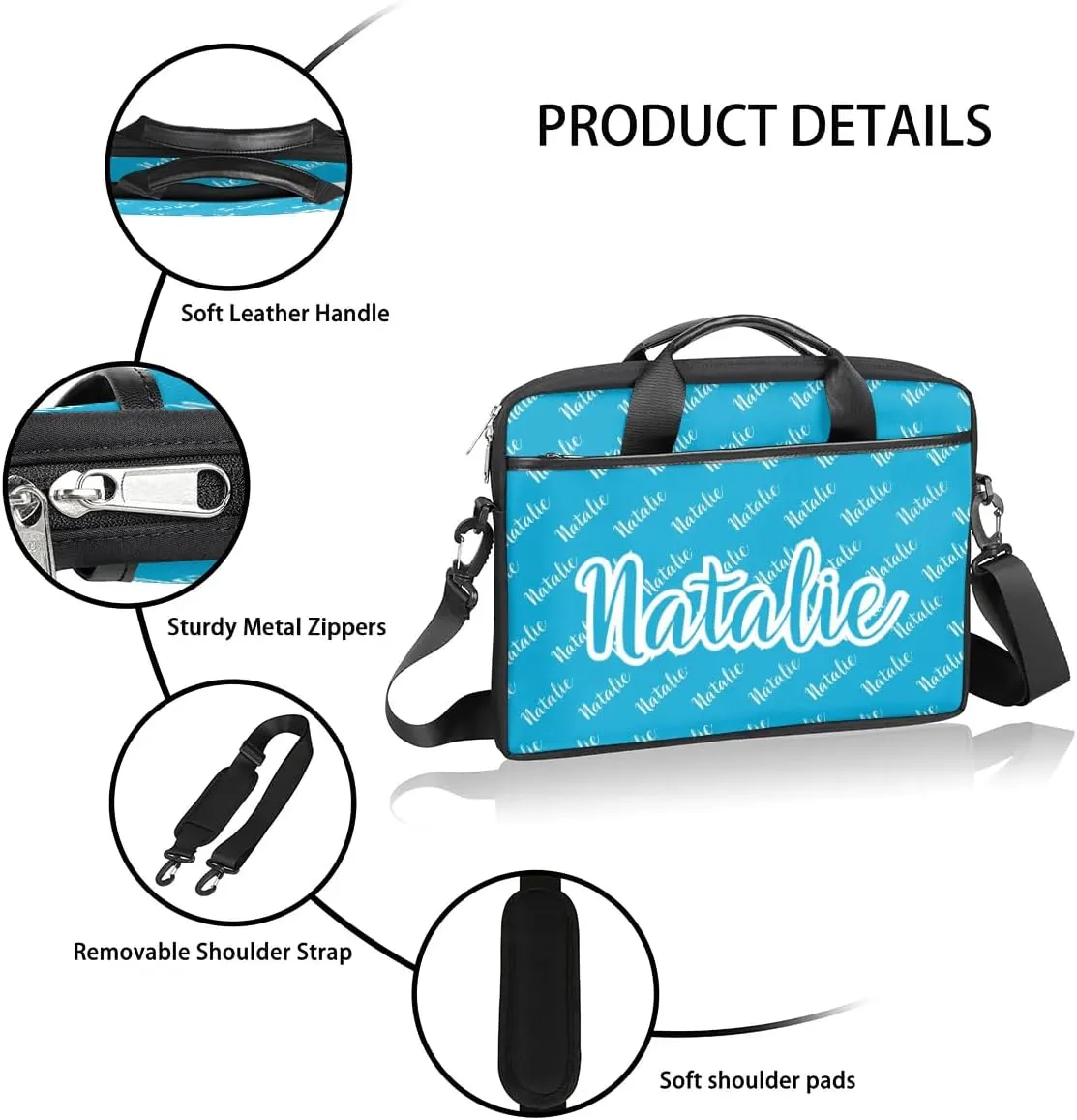 Personalized Name Laptop Bag Case Briefcases for Man Woman, Custom Computer Cases for Laptops, Tablet Shoulder Bag