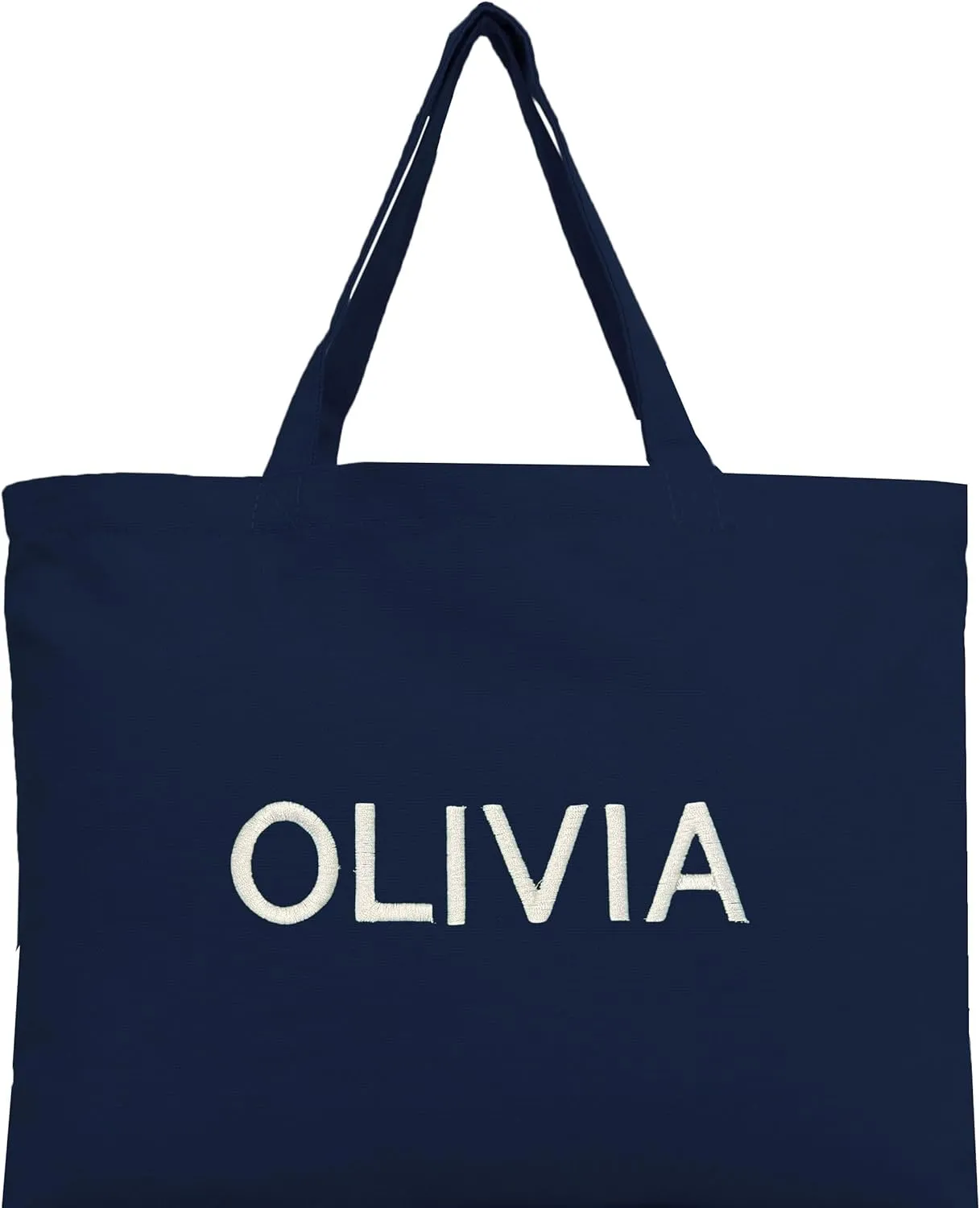 Personalized Tote Bags Customized with Embroidery Reusable Heavy Duty 100% Cotton Canvas by Threadart | for Crafts, Shopping, Groceries, Books, Beach Bag, and More | Eco Friendly | 12x16 - Navy