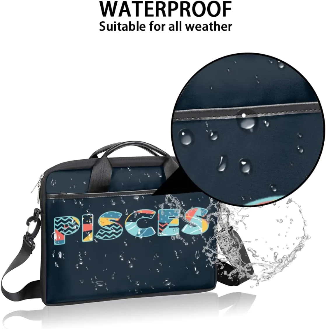 Pirate Skull Laptop Shoulder Messenger Bag Waterproof Laptop Briefcase Handle Padded Strap