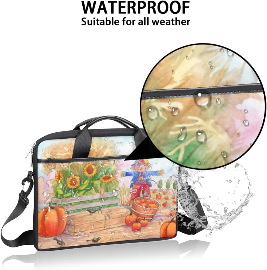 Pirate Skull Laptop Shoulder Messenger Bag Waterproof Laptop Briefcase Handle Padded Strap