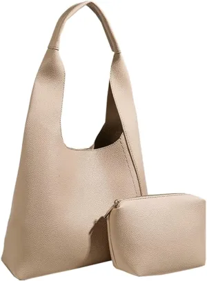 Pocadri 2pcs Vegan Leather Hobo Bags for Women Retro Soft Suede Shoulder Handbag Slouchy Tote Purses