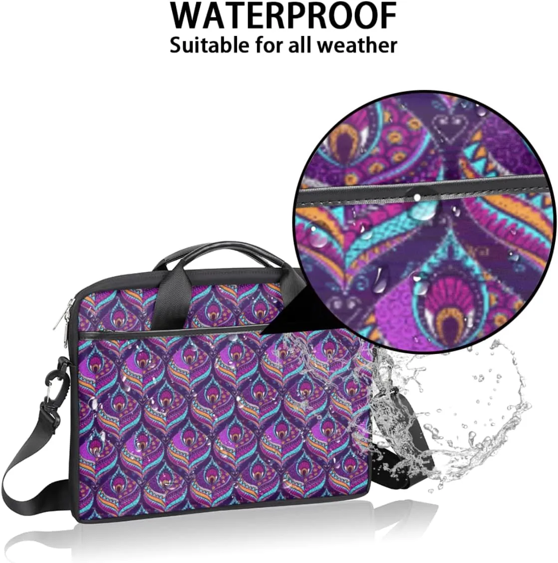 Pomeranian Dog Laptop Shoulder Messenger Bag Waterproof Laptop Briefcase Handle Padded Strap