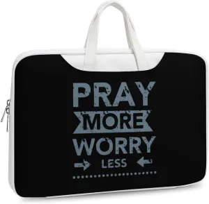 Pray More Worry Less Leather Bag Laptop Case Slim Water Resistant Computer Bags with Handle Briefcase for Work