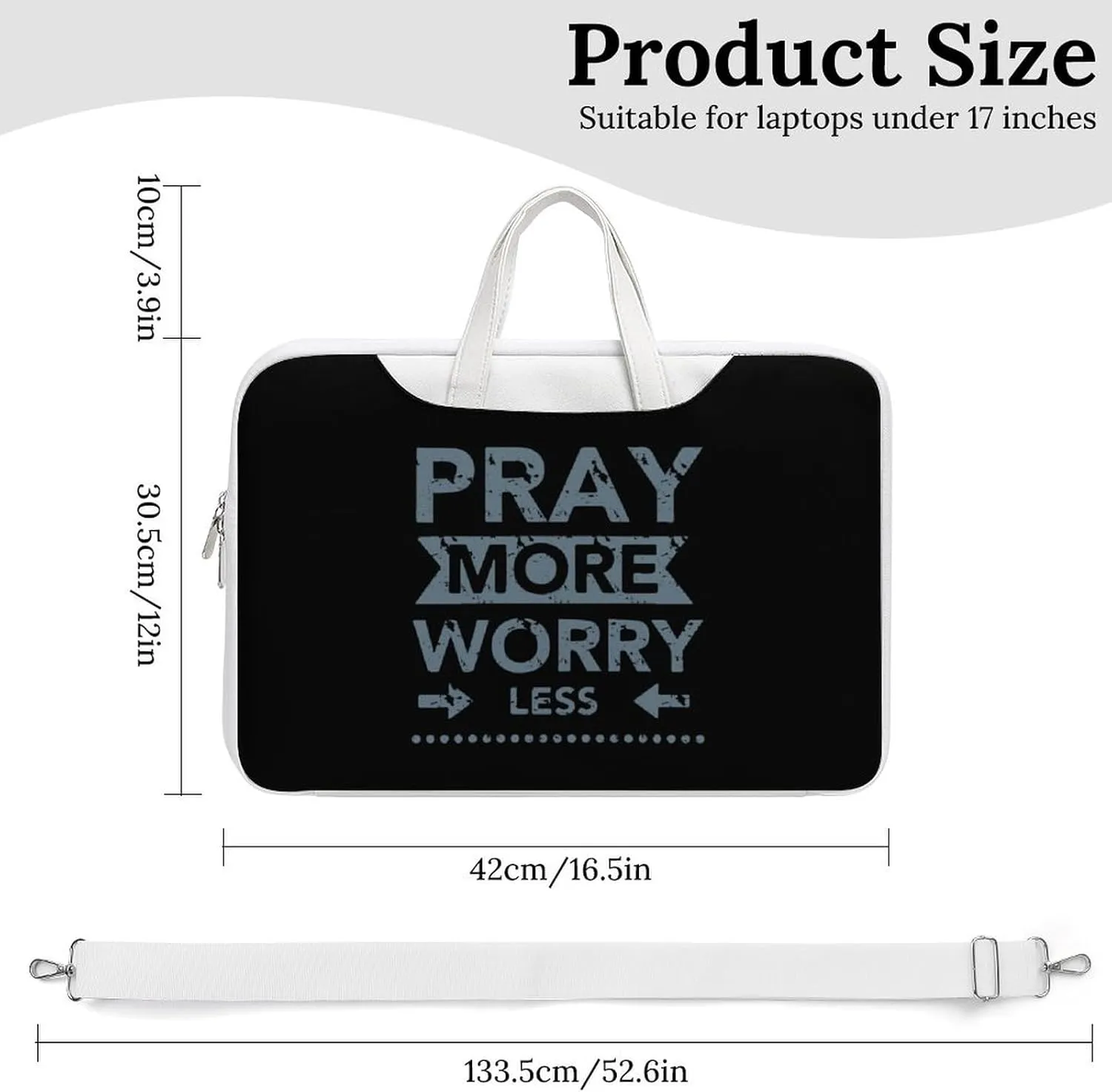 Pray More Worry Less Leather Bag Laptop Case Slim Water Resistant Computer Bags with Handle Briefcase for Work