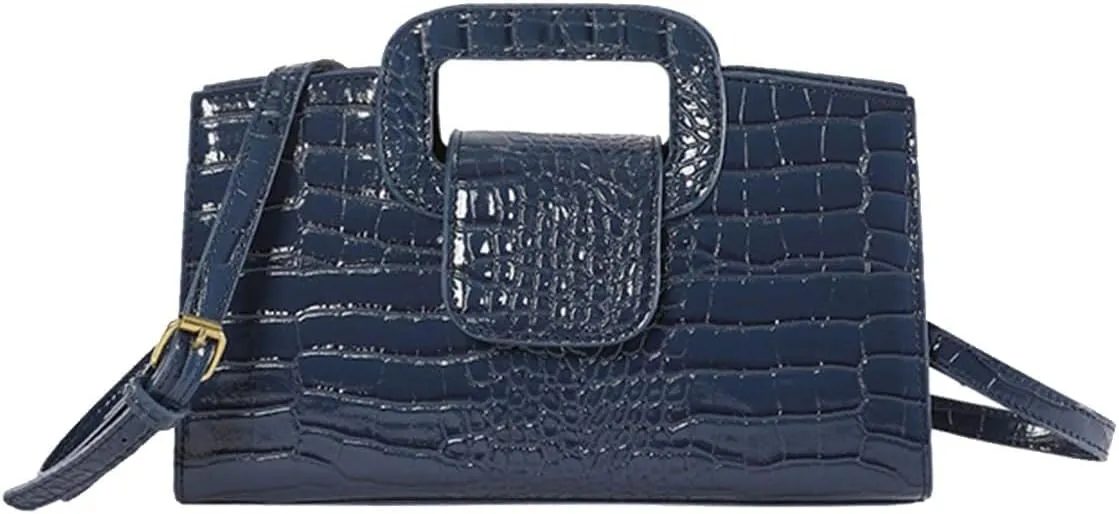 PU Leather Shoulder Crocodile Embossed Crossbody for Women Handbag Medium Capacity Messenger Vintage Flap Satchel