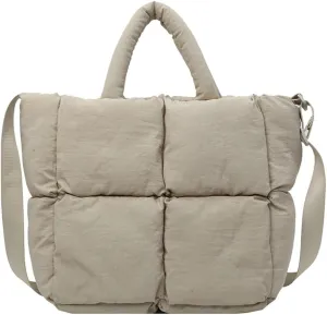 Puffy Hobo Bags for Women Quilted Tote Bags Puffer Nylon Shoulder Crossbody Bag Slouchy Handbag Purse Satchel