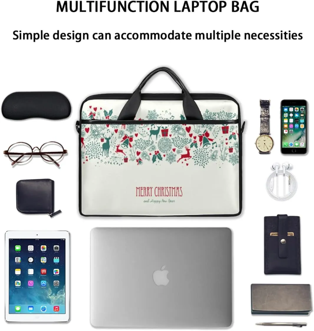 Pumpkin Autumn Maple Leaves Laptop Shoulder Messenger Bag Waterproof Laptop Briefcase with Handle and Padded Strap