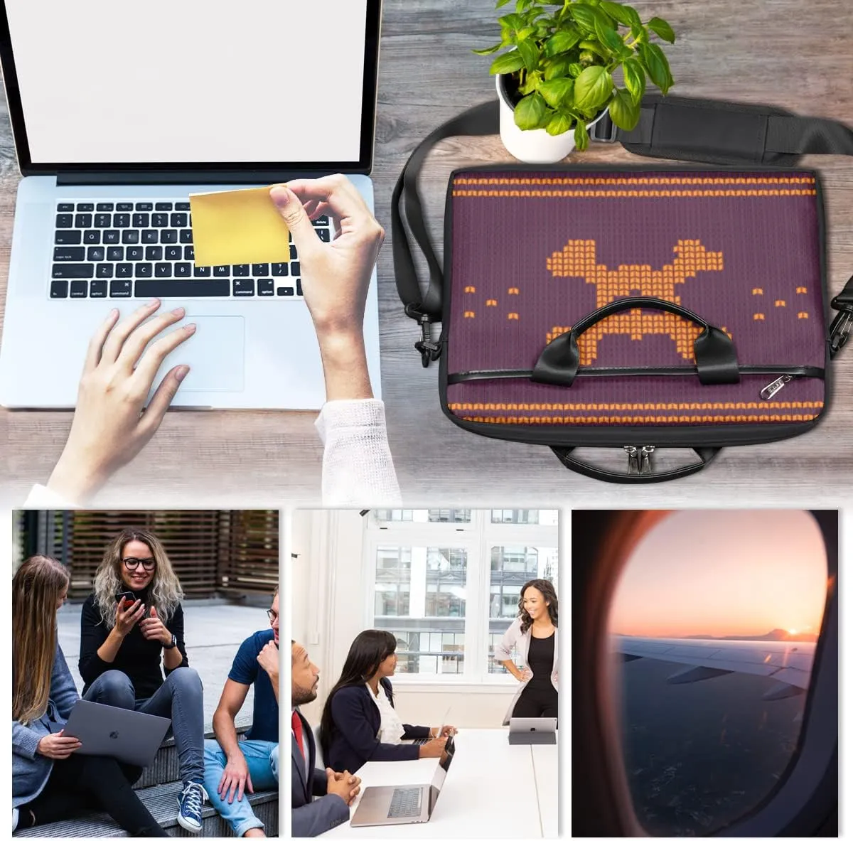 Pumpkin Turkey Laptop Shoulder Messenger Bag Waterproof Laptop Briefcase Handle Padded Strap