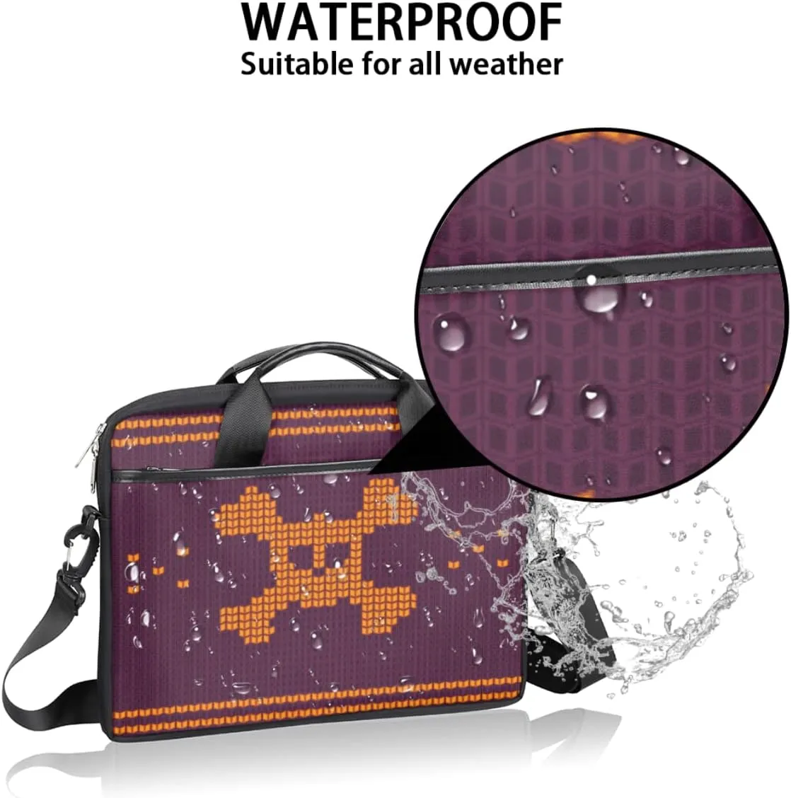 Pumpkin Turkey Laptop Shoulder Messenger Bag Waterproof Laptop Briefcase Handle Padded Strap