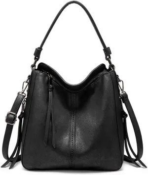 Realer Hobo Crossbody Bags for Women Designer Faux Leather Hobo Handbags Retro Large Size Shoulder Bag Bucket Purse