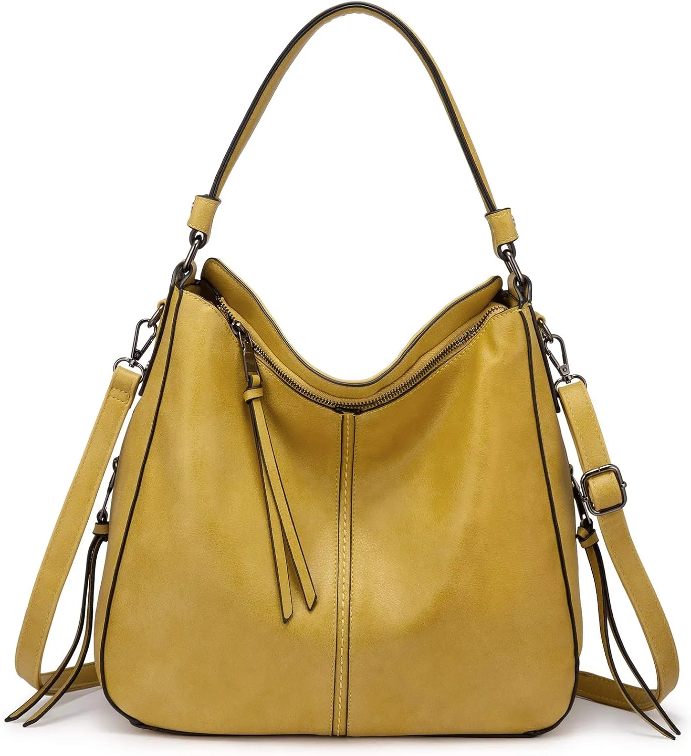Realer Hobo Crossbody Bags for Women Designer Faux Leather Hobo Handbags Retro Large Size Shoulder Bag Bucket Purse
