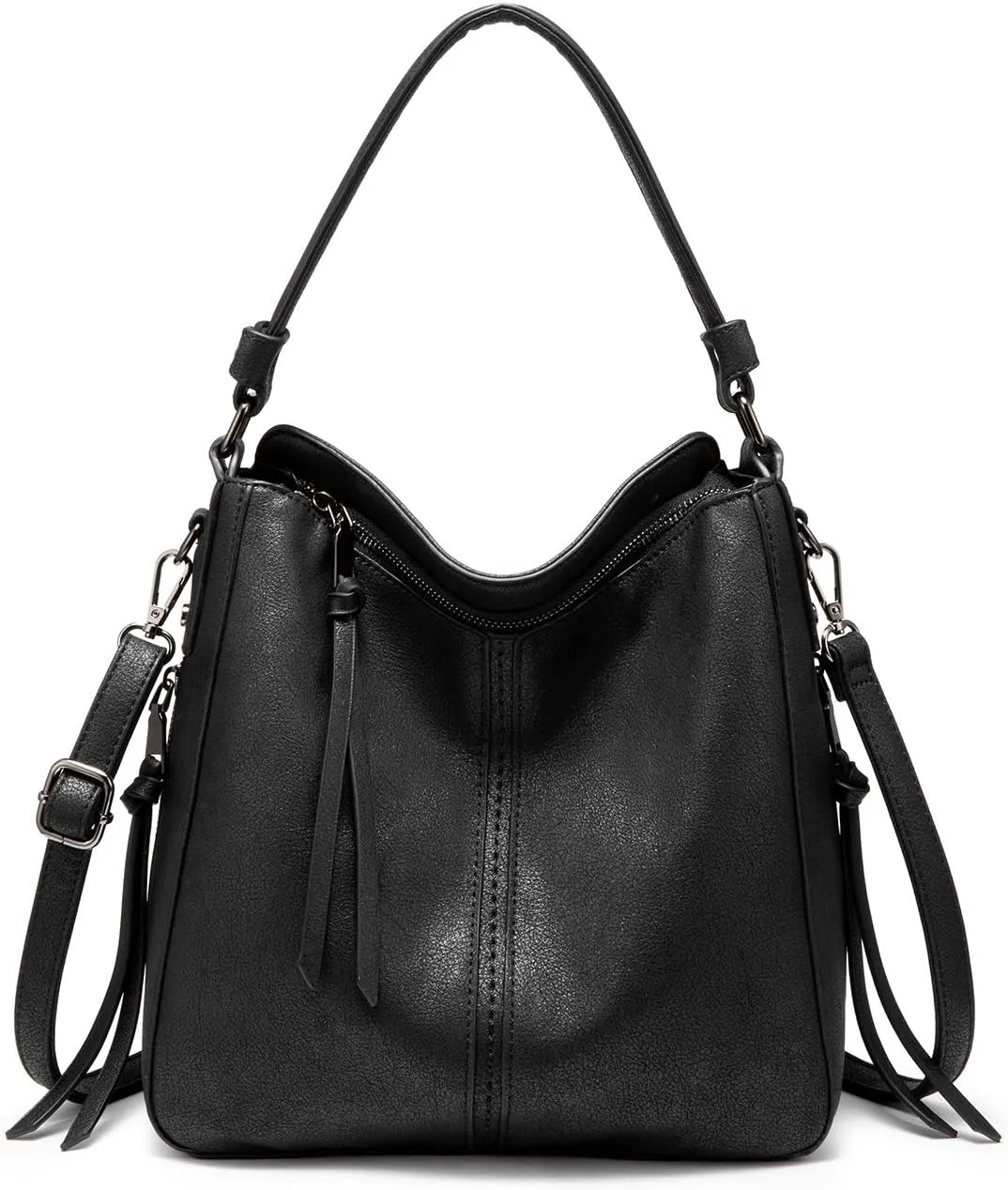 Realer Hobo Crossbody Bags for Women Designer Faux Leather Hobo Handbags Retro Large Size Shoulder Bag Bucket Purse