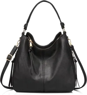 Realer Hobo Crossbody Bags for Women Designer Faux Leather Hobo Handbags Retro Large Size Shoulder Bag Bucket Purse
