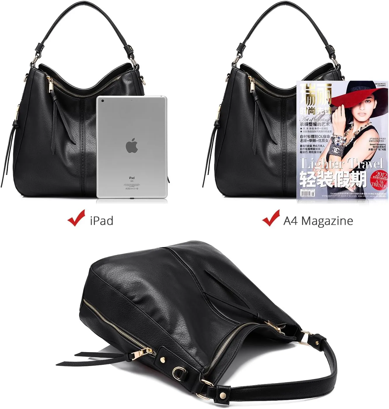 Realer Hobo Crossbody Bags for Women Designer Faux Leather Hobo Handbags Retro Large Size Shoulder Bag Bucket Purse