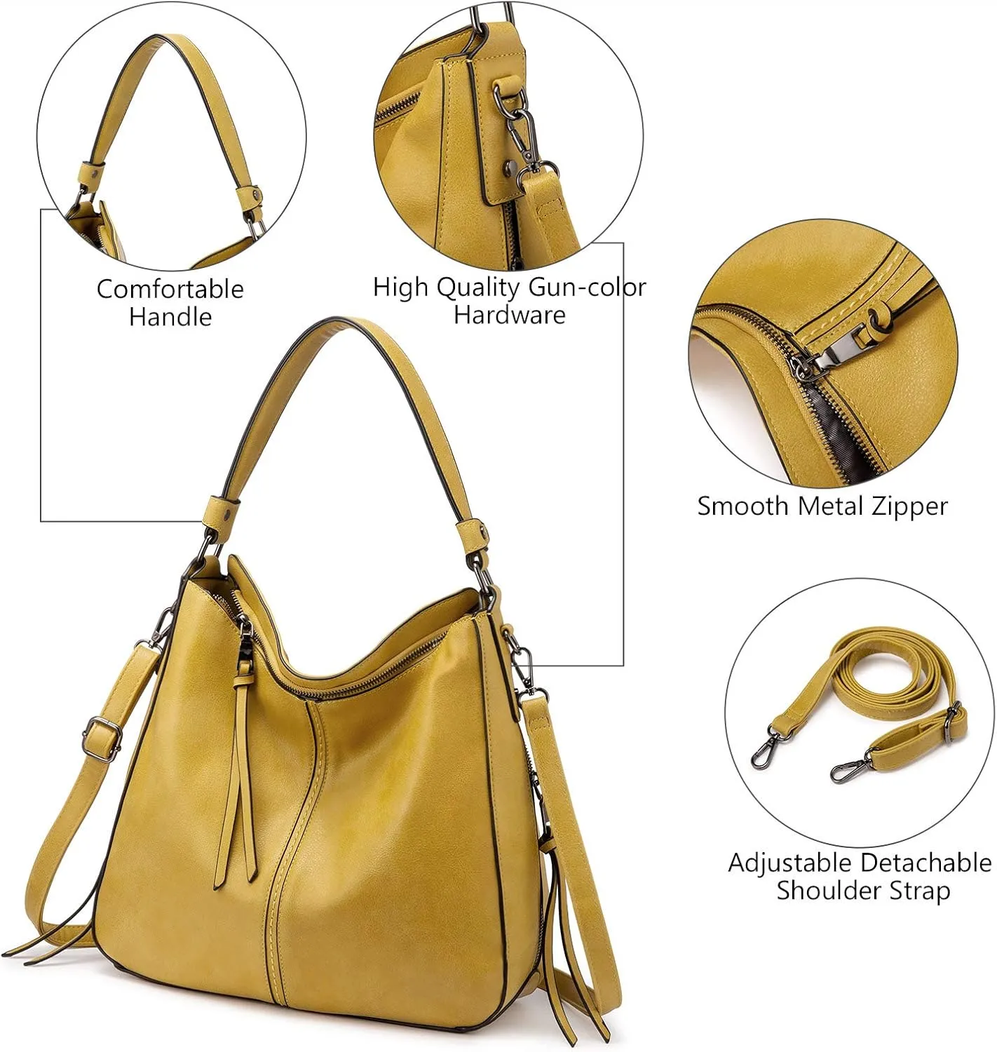 Realer Hobo Crossbody Bags for Women Designer Faux Leather Hobo Handbags Retro Large Size Shoulder Bag Bucket Purse