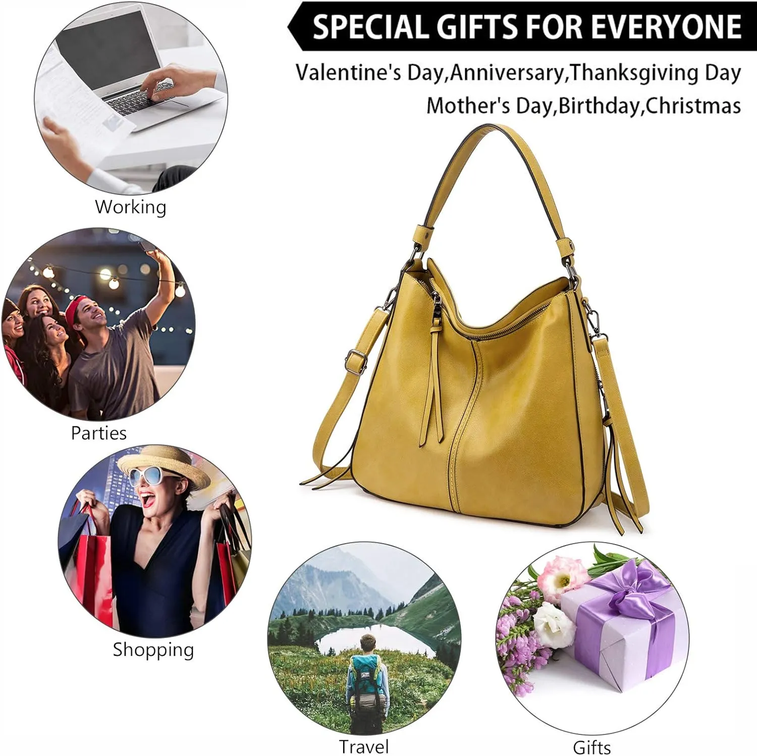Realer Hobo Crossbody Bags for Women Designer Faux Leather Hobo Handbags Retro Large Size Shoulder Bag Bucket Purse