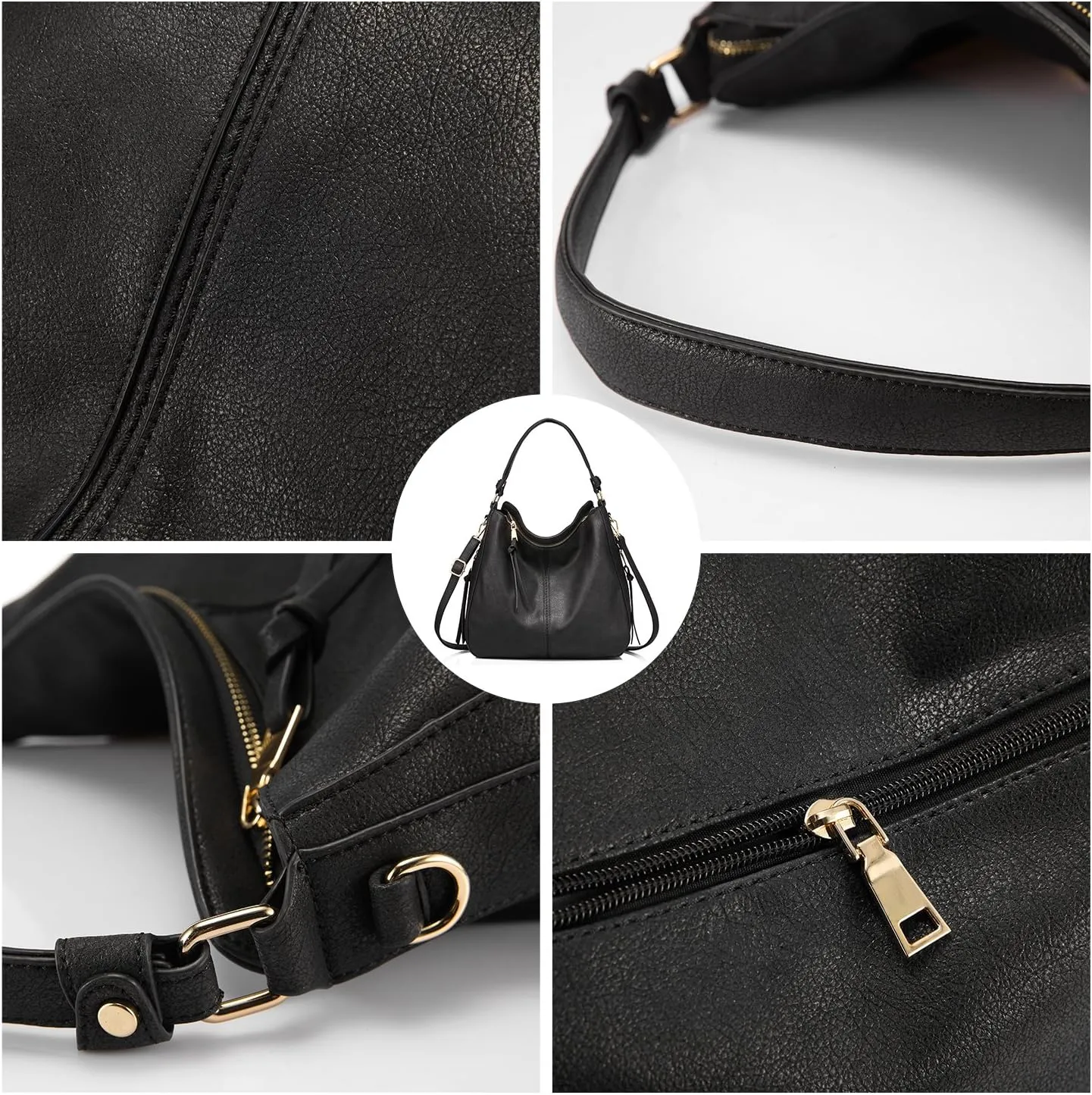 Realer Hobo Crossbody Bags for Women Designer Faux Leather Hobo Handbags Retro Large Size Shoulder Bag Bucket Purse