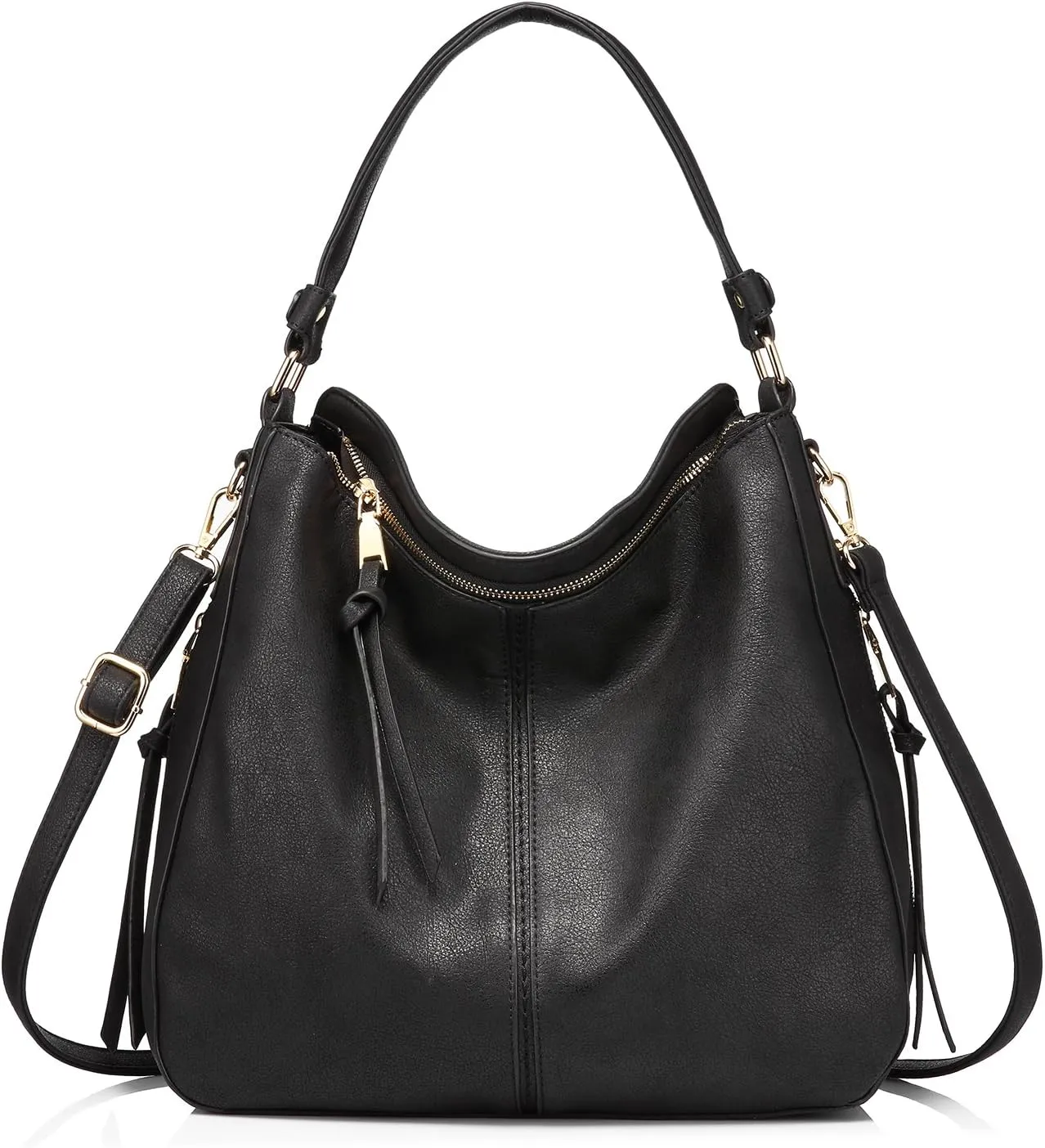 Realer Hobo Crossbody Bags for Women Designer Faux Leather Hobo Handbags Retro Large Size Shoulder Bag Bucket Purse
