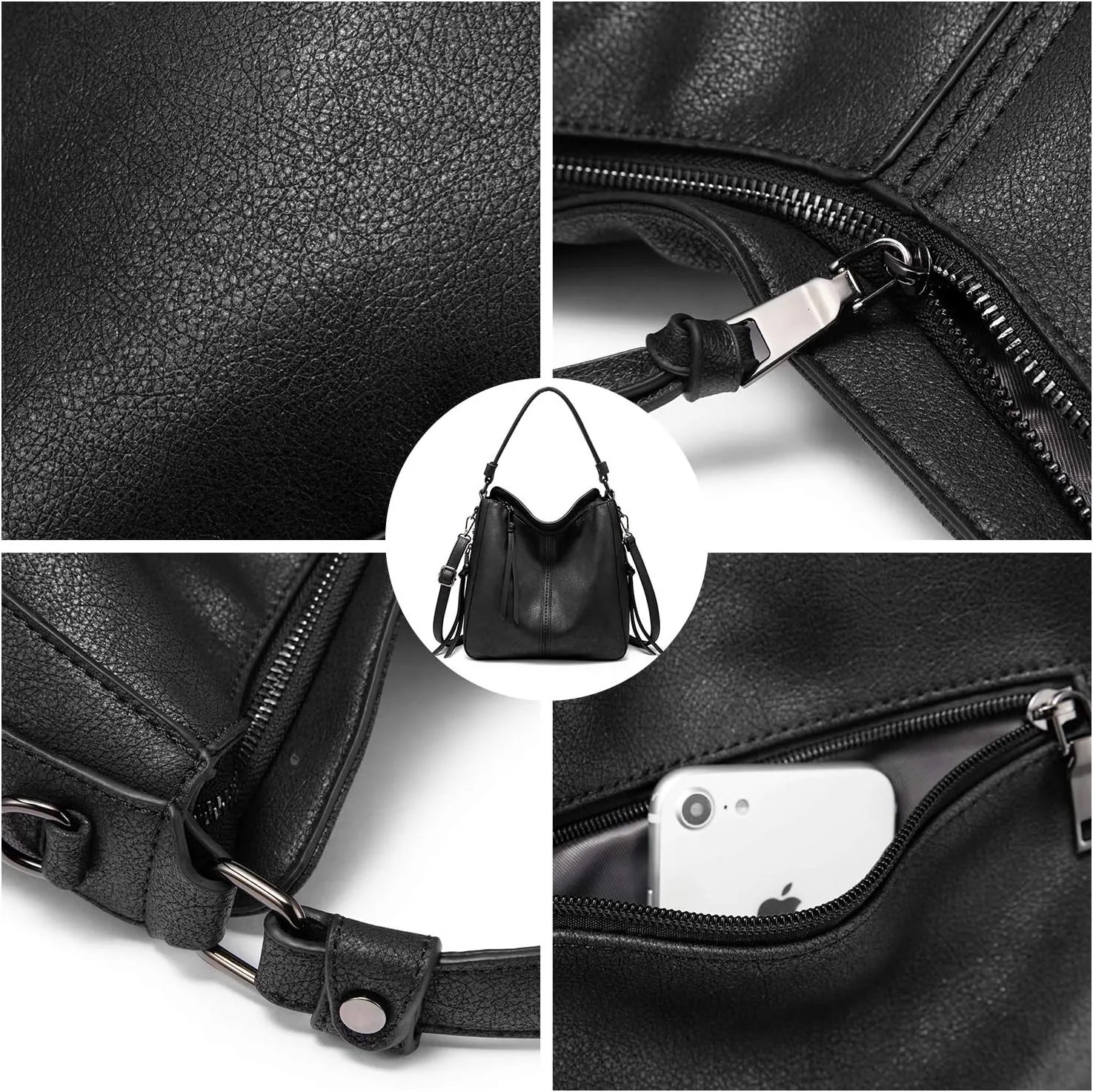 Realer Hobo Crossbody Bags for Women Designer Faux Leather Hobo Handbags Retro Large Size Shoulder Bag Bucket Purse