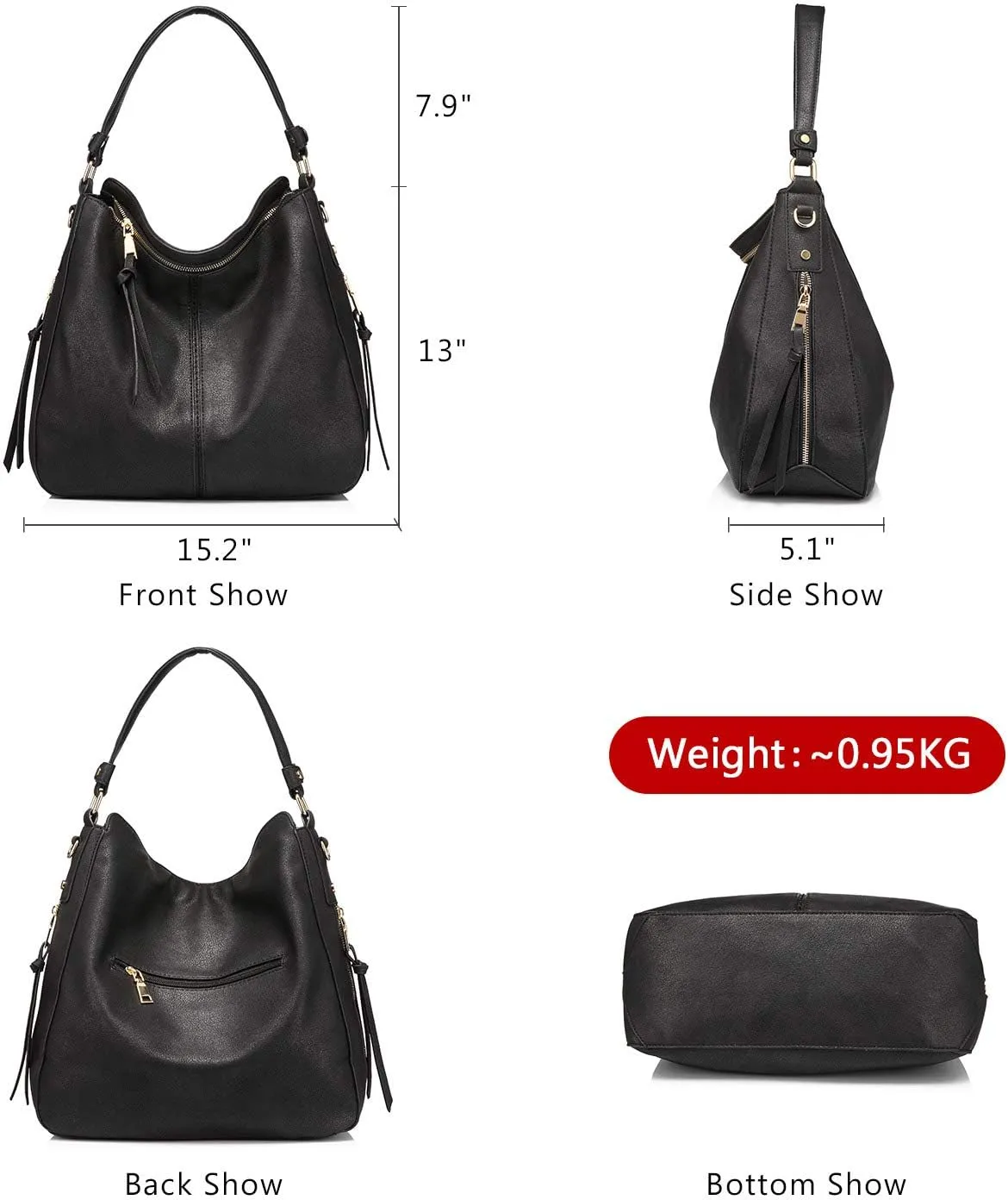 Realer Hobo Crossbody Bags for Women Designer Faux Leather Hobo Handbags Retro Large Size Shoulder Bag Bucket Purse