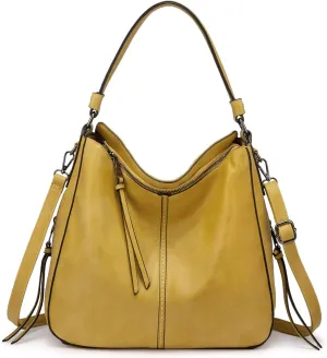 Realer Hobo Crossbody Bags for Women Designer Faux Leather Hobo Handbags Retro Large Size Shoulder Bag Bucket Purse