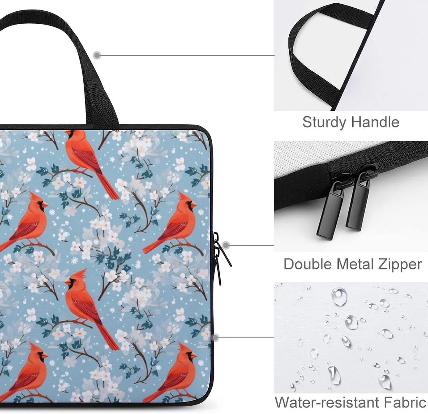 Red-Cardinal Birds Laptop Bag Carrying Case Computer Protective Sleeve Case Briefcase for Men Women