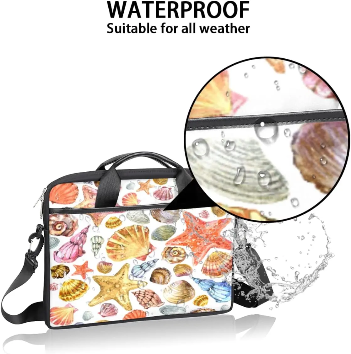 Red Flower Poppy Laptop Shoulder Messenger Bag Waterproof Laptop Briefcase with Handle and Padded Strap Case Sleeve