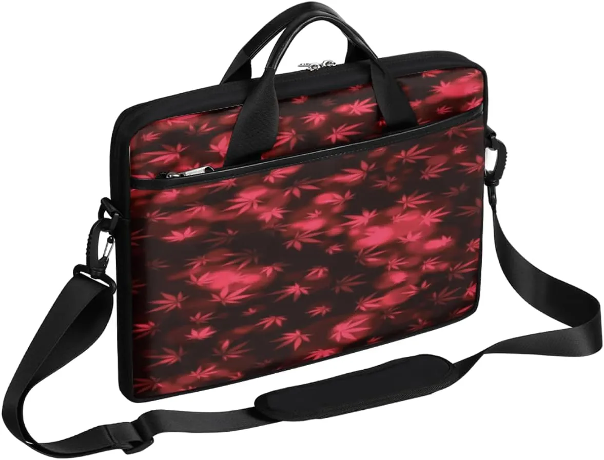 Red Leaves Laptop Shoulder Messenger Bag Waterproof Laptop Briefcase with Handle and Padded Strap Case Sleeve for 13 13.3 14 15.6 Inch Laptop Case