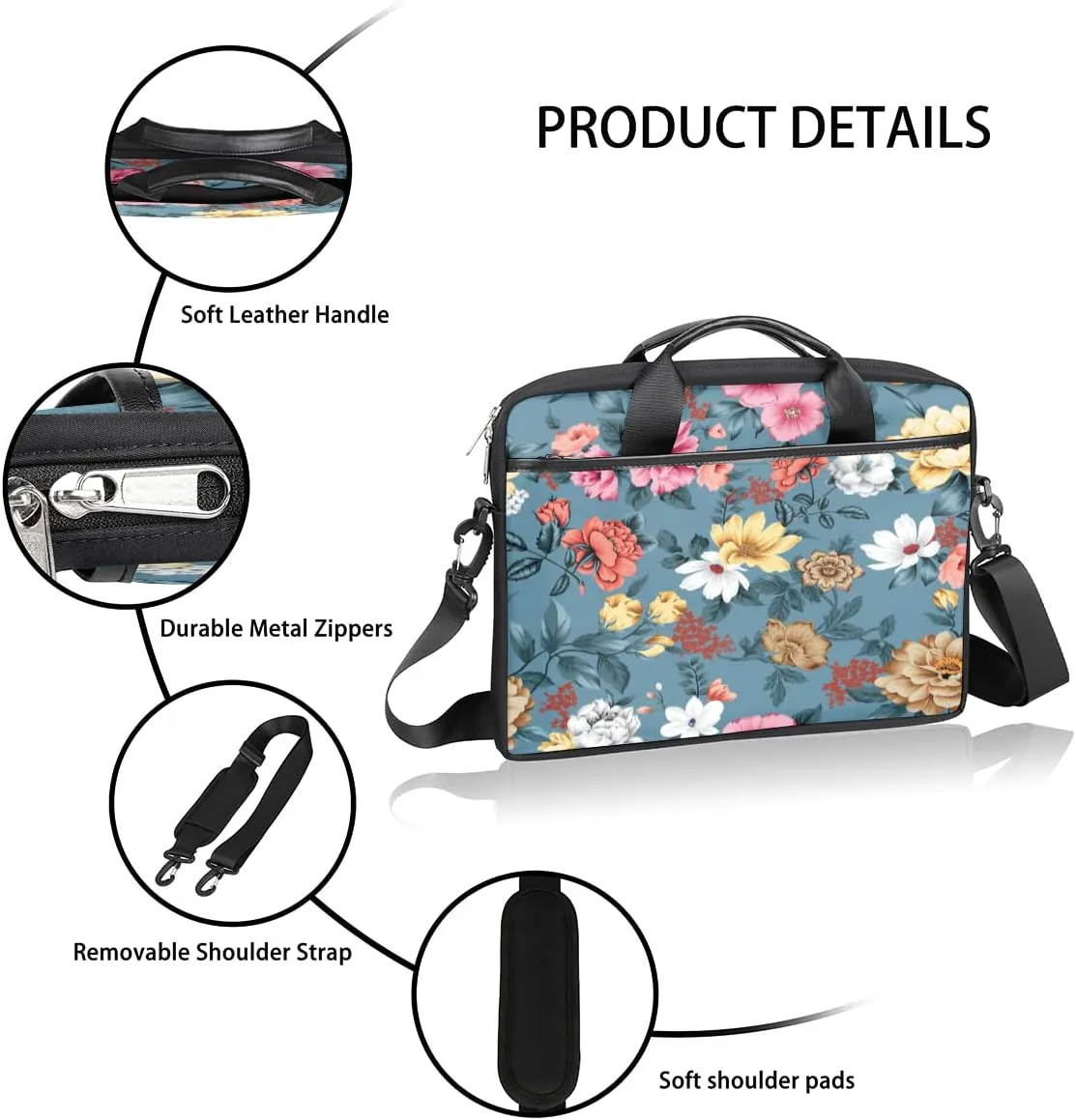 Retro Bird Flamingo Laptop Shoulder Messenger Bag Waterproof Laptop Briefcase with Handle and Padded Strap Case Sleeve