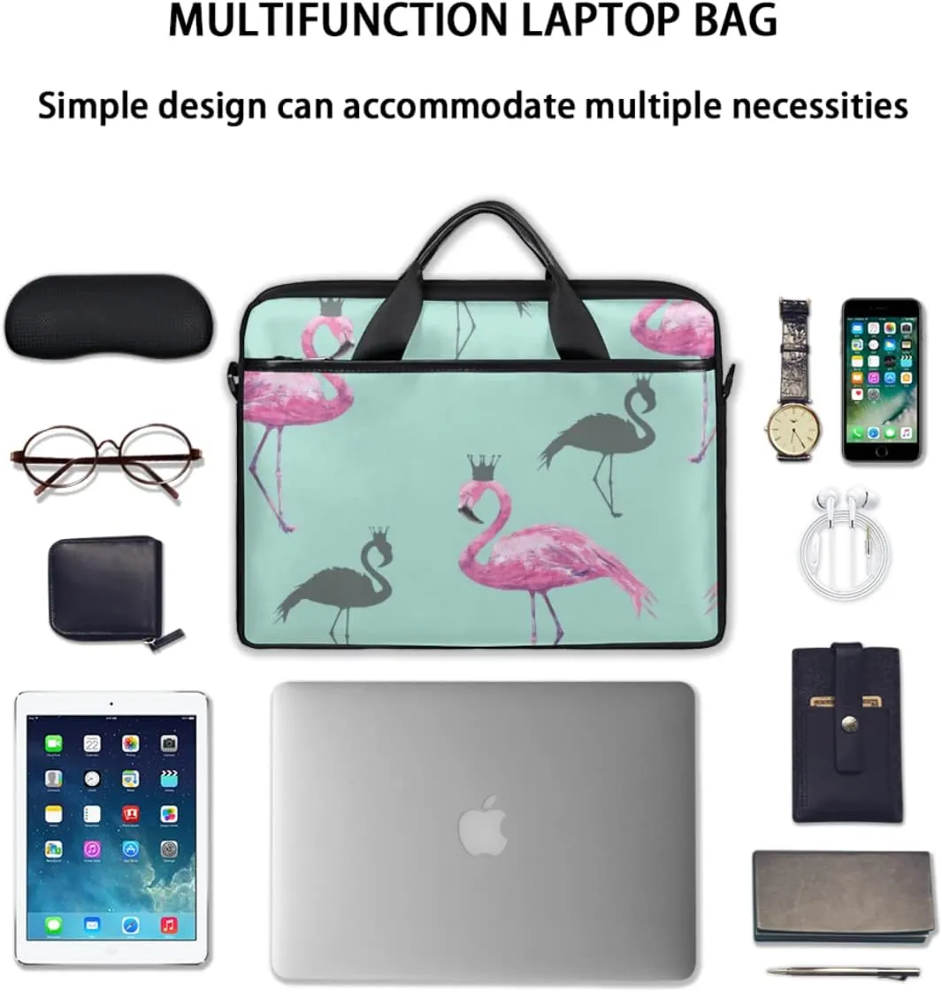 Retro Bird Flamingo Laptop Shoulder Messenger Bag Waterproof Laptop Briefcase with Handle and Padded Strap Case Sleeve