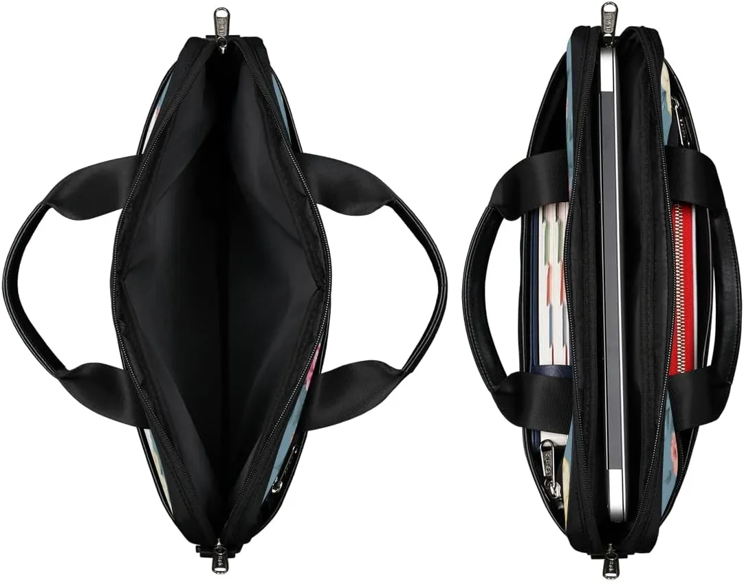 Retro Bird Flamingo Laptop Shoulder Messenger Bag Waterproof Laptop Briefcase with Handle and Padded Strap Case Sleeve