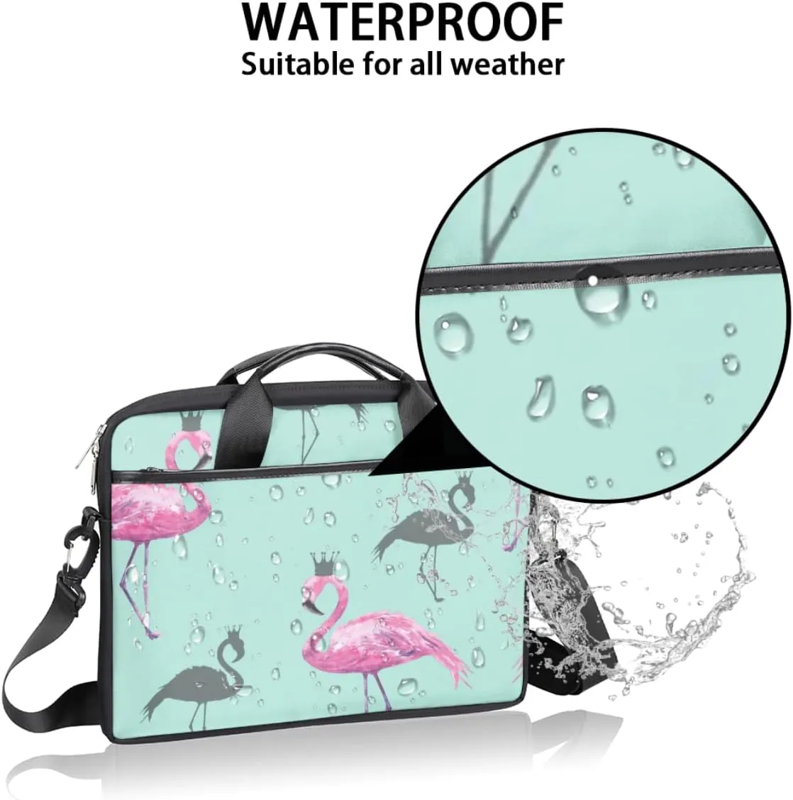 Retro Bird Flamingo Laptop Shoulder Messenger Bag Waterproof Laptop Briefcase with Handle and Padded Strap Case Sleeve
