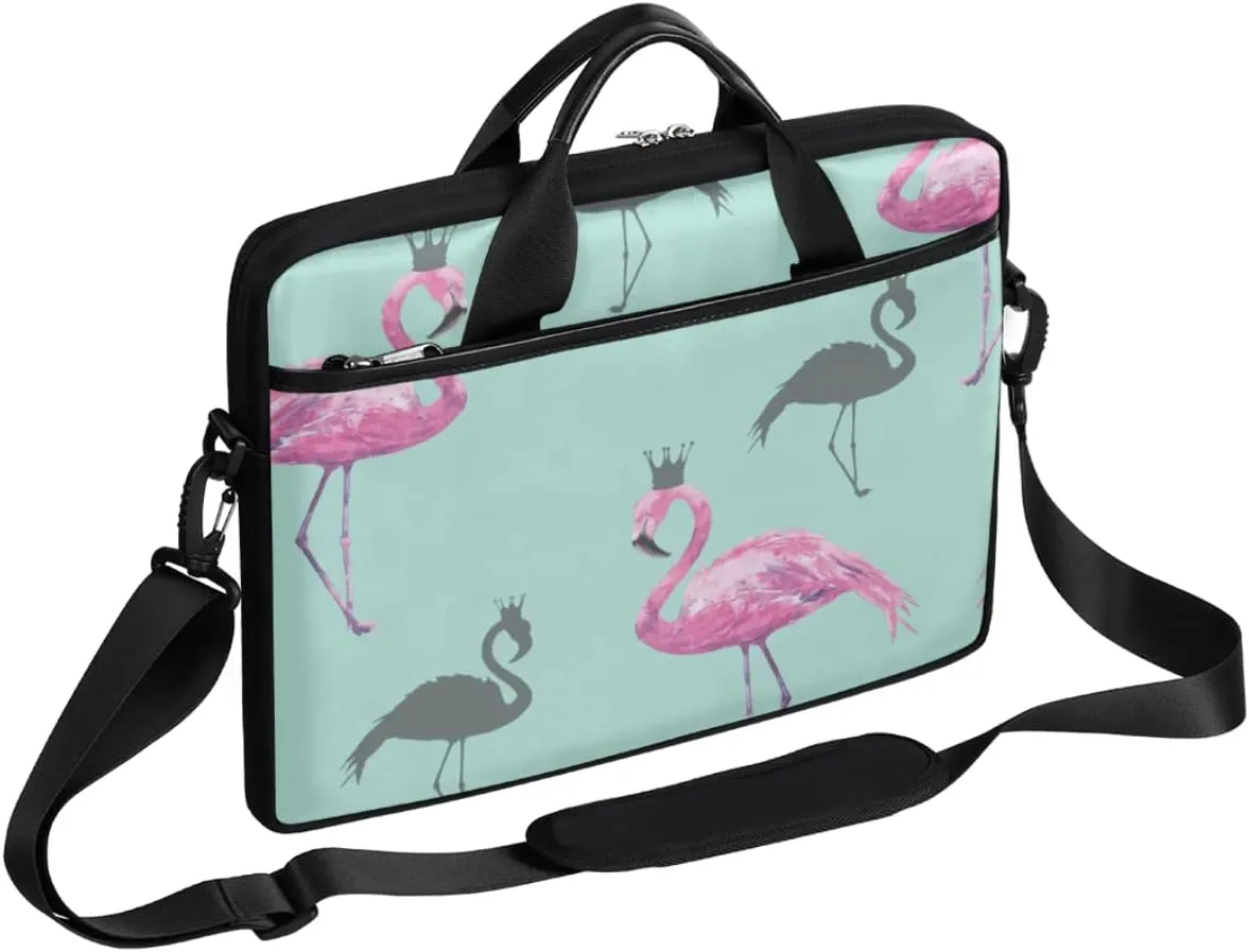 Retro Bird Flamingo Laptop Shoulder Messenger Bag Waterproof Laptop Briefcase with Handle and Padded Strap Case Sleeve