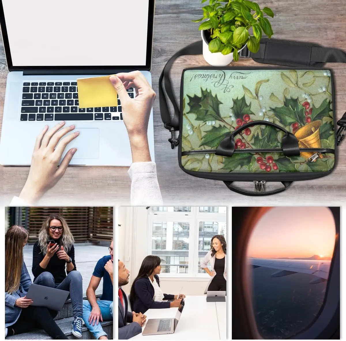 Retro Car Themed Poster Laptop Shoulder Messenger Bag Waterproof Laptop Briefcase with Handle and Padded Strap Case Sleeve
