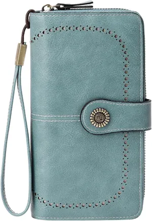 Rfid Wallet Women,2024 New Leather Wallet Women Wristlet,Large Capacity Zip Around Rfid Blocking Bifold Clutch Purses Credit Card Wallet,Travel Wallet for Ladies Girls Mom Women
