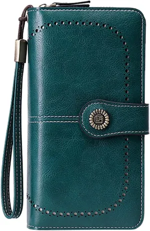Rfid Wallet Women,2024 New Leather Wallet Women Wristlet,Large Capacity Zip Around Rfid Blocking Bifold Clutch Purses Credit Card Wallet,Travel Wallet for Ladies Girls Mom Women