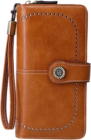 Rfid Wallet Women,2024 New Leather Wallet Women Wristlet,Large Capacity Zip Around Rfid Blocking Bifold Clutch Purses Credit Card Wallet,Travel Wallet for Ladies Girls Mom Women