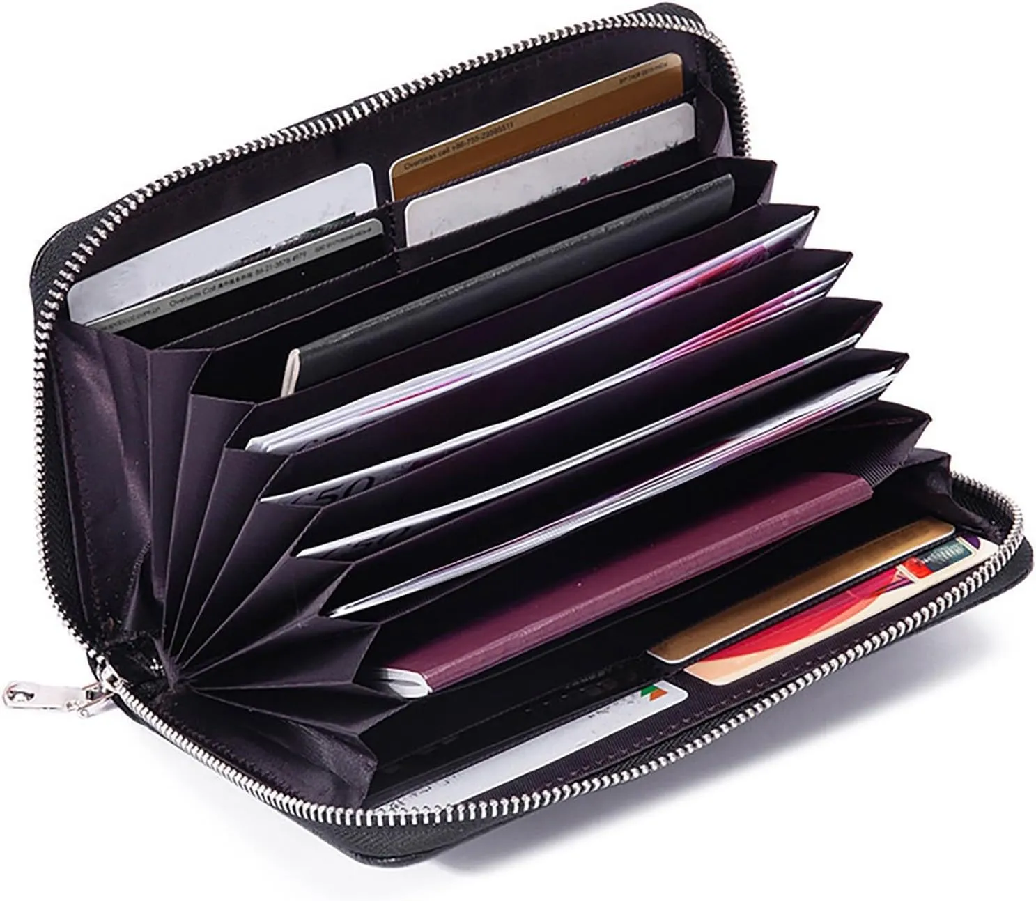 Rfid Wallet Women,2024 New Leather Wallet Wristlet for Women,Rfid Blocking Zip Around Large Capacity Bifold Credit Card Wallet Clutch Purses,Travel Wallet for Girls Ladies Mom Women