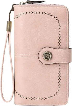 Rfid Wallet Women,2024 New Leather Wallet Wristlet for Women,Rfid Blocking Zip Around Large Capacity Bifold Credit Card Wallet Clutch Purses,Travel Wallet for Girls Ladies Mom Women