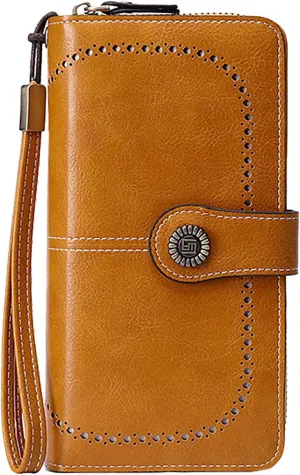 Rfid Wallet Women,2024 New Leather Wallet Wristlet for Women,Zip Around Large Capacity Bifold Rfid Blocking Clutch Purses Credit Card Wallet,Travel Wallet for Ladies Women Mom Girls