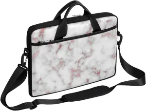 Rose Gold White Marble Laptop Shoulder Messenger Bag Waterproof Laptop Briefcase with Handle and Padded Strap Case Sleeve