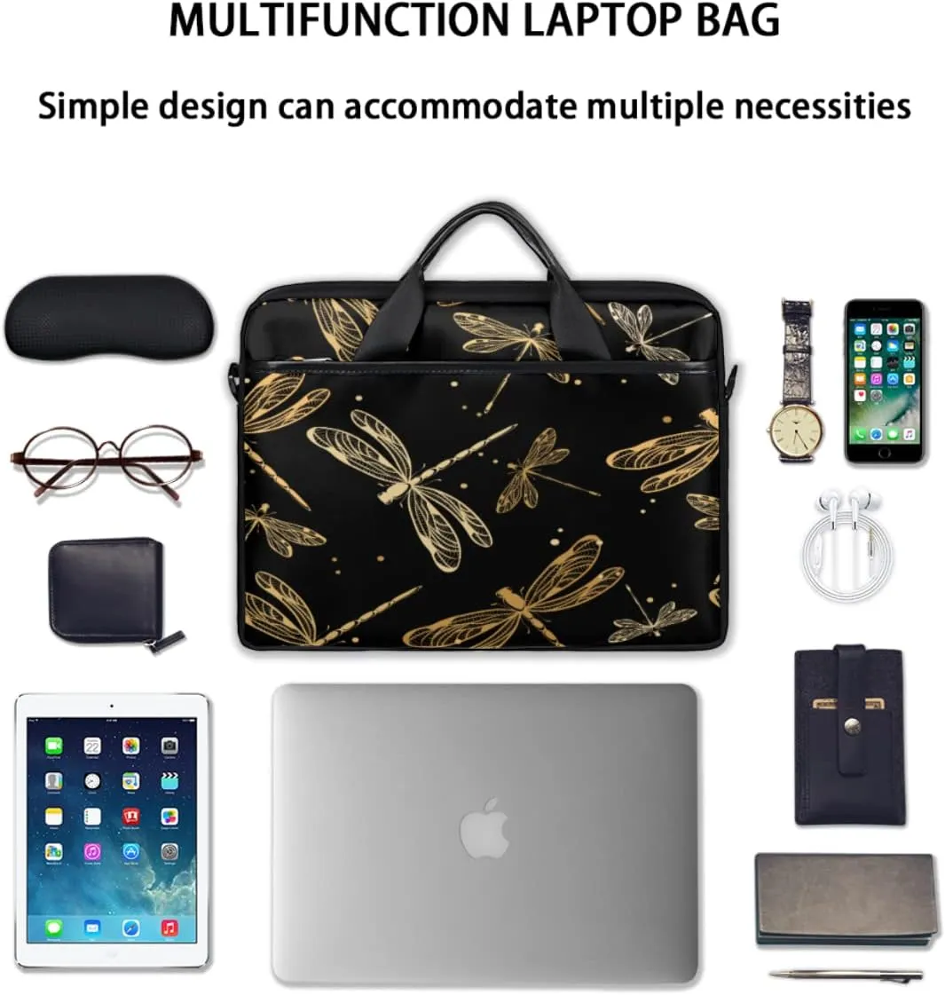 Rose Gold White Marble Laptop Shoulder Messenger Bag Waterproof Laptop Briefcase with Handle and Padded Strap Case Sleeve