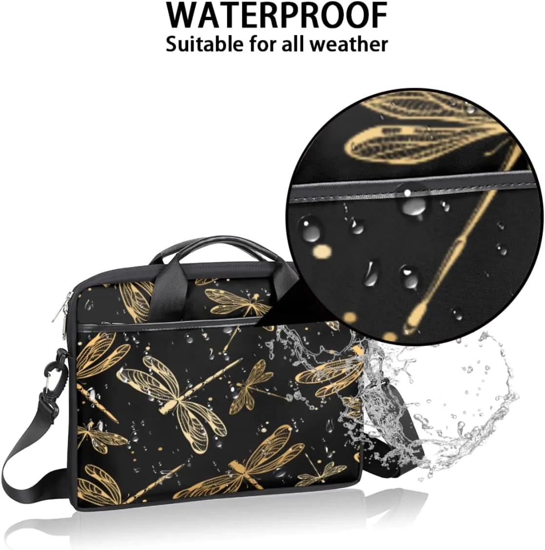 Rose Gold White Marble Laptop Shoulder Messenger Bag Waterproof Laptop Briefcase with Handle and Padded Strap Case Sleeve