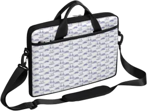 Sailboat Waves Laptop Shoulder Messenger Bag Waterproof Laptop Briefcase with Handle and Padded Strap Case Sleeve for 13 13.3 14 15.6 Inch Laptop Case