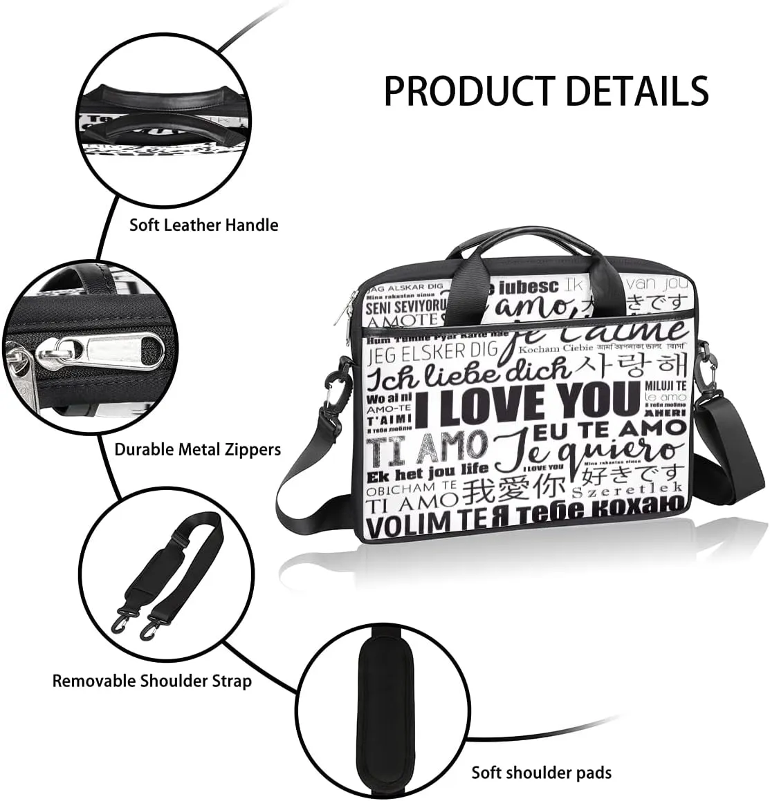 Saint Patricks Day Shamrock Laptop Shoulder Messenger Bag Waterproof Laptop Briefcase Handle Padded Strap