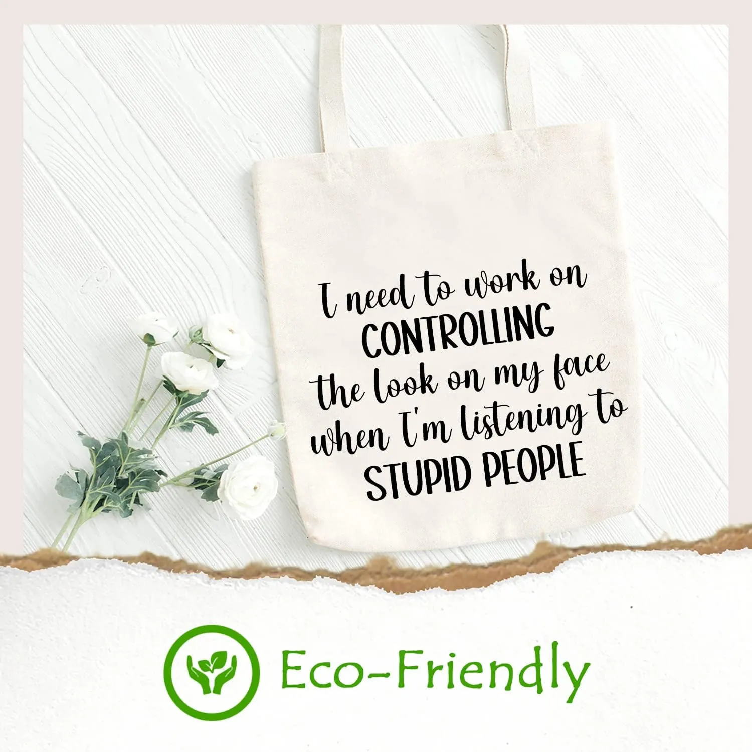 SAUIVD I Need To Work On Controlling Canvas Tote Bag Eco Friendly Shoulder Bag Funny Saying Casual Handbag Shopping