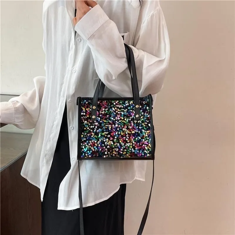 Sequin Shoulder Tote Bag, Sparkly Purse Tote Bags for Women, Shiny Hobo Bag for Party, Wedding, Traveling
